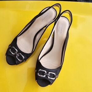 Coach Bell Slingback Heels Black